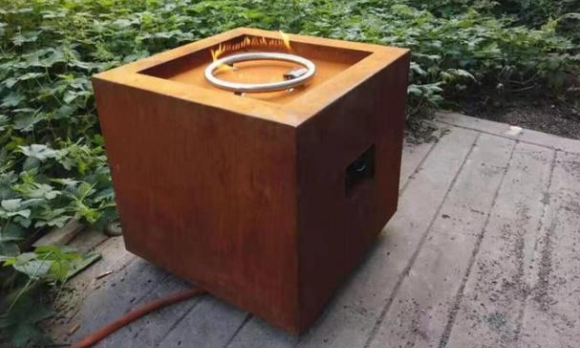 Fogo de gás Pit Table de Heater Square Corten Steel Propane do jardim do quintal