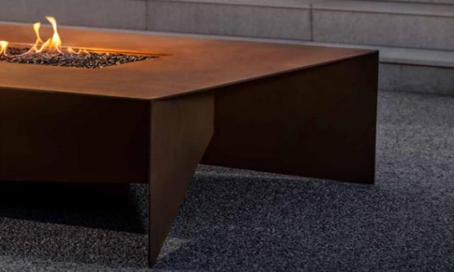 Fogo de gás moderno Pit Table de Rusty Retangular Fold Corten Steel de 72 polegadas