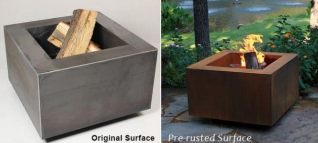o quadrado de 60cm dá forma ao fogo moderno Pit Table de Rusty Garden Heater Outdoor Corten