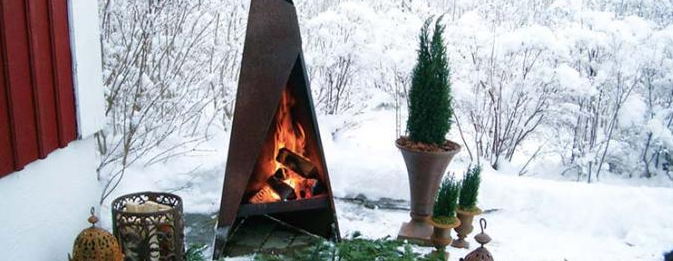 Chaminé exterior 120cm moderna autônoma Corten geométrico Chimenea de aço