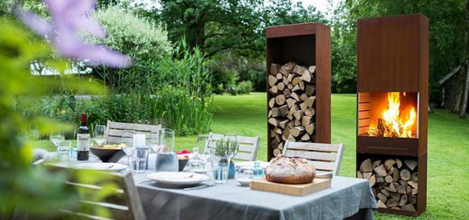 Grade de madeira retangular da chaminé do armazenamento de Rusty Outdoor Heating Corten Steel