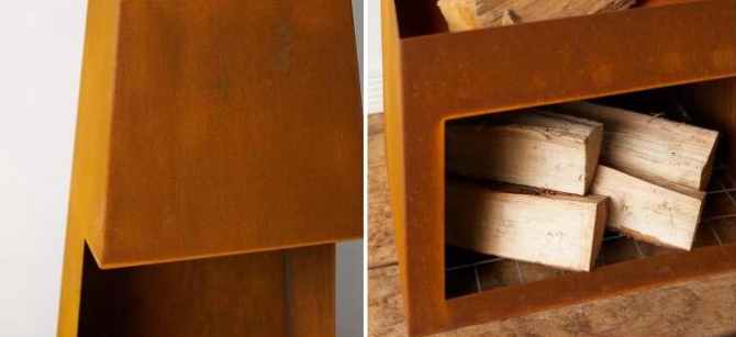 Chaminé exterior projetada contemporâneo grande Corten Chiminea de aço