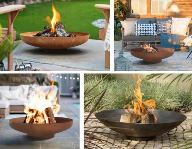 Madeira Multifunction que queima o fogo de aço Pit And Water Bowl de 80cm Corten