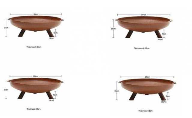 queimador do log da bacia de fogo do aço de Heater Camping Rust Bonfire Corten do jardim de 60-120cm