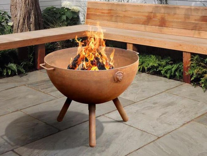 bacia de fogo de aço exterior de 70cm Heater Charcoal Rustic Burner Cauldron Corten