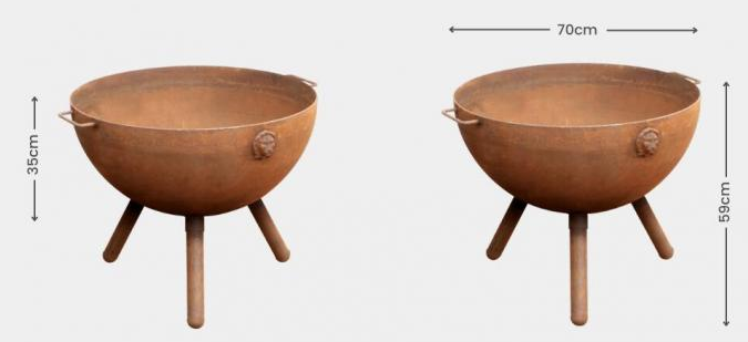 bacia de fogo de aço exterior de 70cm Heater Charcoal Rustic Burner Cauldron Corten