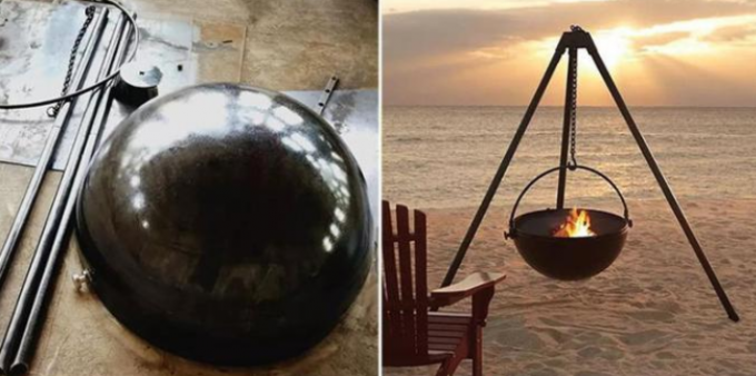 Tripé exterior dos calefatores do ODM do OEM que pendura a bacia de fogo de aço de Corten com grade do ASSADO