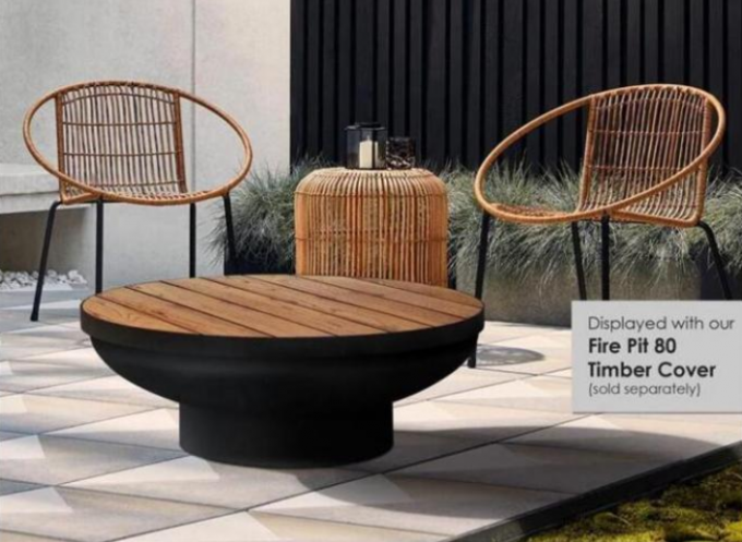 queimador de carvão vegetal de madeira exterior pintado preto de 80cm em volta do poço de aço da bacia de fogo de Corten