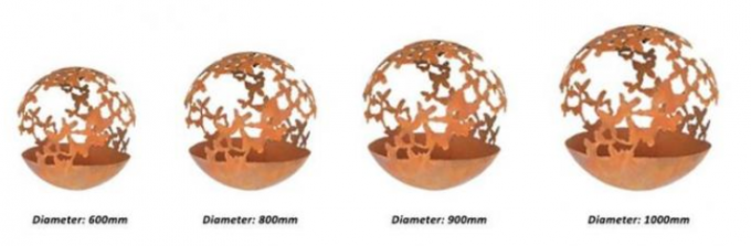 fogo Pit Sphere de Heater Butterfly Theme Corten Steel do pátio do diâmetro de 90cm