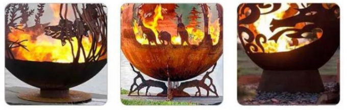 fogo Pit Sphere de Heater Butterfly Theme Corten Steel do pátio do diâmetro de 90cm