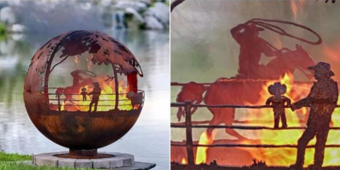 laser da decoração de 800cm que corta o fogo exterior de aço Pit Balls de Corten
