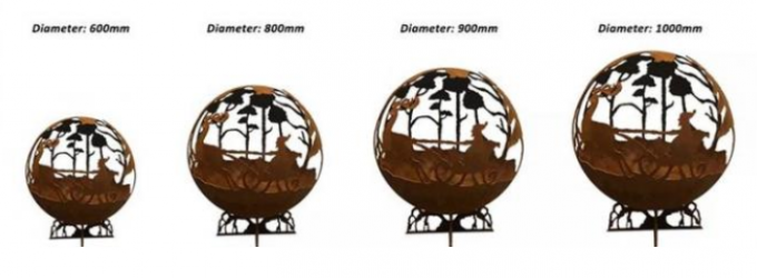 laser da decoração de 800cm que corta o fogo exterior de aço Pit Balls de Corten