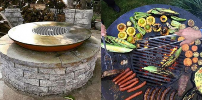 Um ponto baixo clássico de 40 polegadas em volta do fogo de aço de cozimento exterior Pit Barbecue de Corten da grade