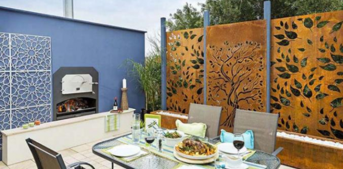 Painel exterior feito sob encomenda de Rusty Corten Steel Privacy Screens do projeto da árvore de Oke