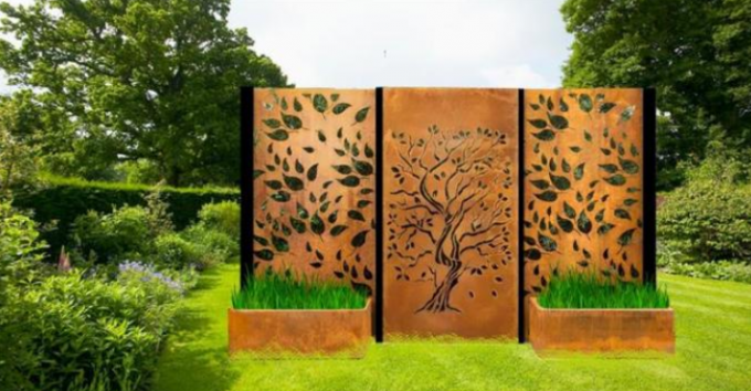 Painel exterior feito sob encomenda de Rusty Corten Steel Privacy Screens do projeto da árvore de Oke