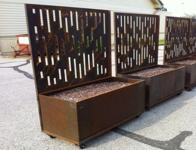 Grandes painel de Corten e caixa decorativos de aço retangulares do plantador para o jardim