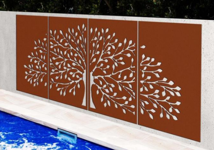 O laser cortou a árvore do painel decorativo de aço de Corten da tela do metal do projeto da vida