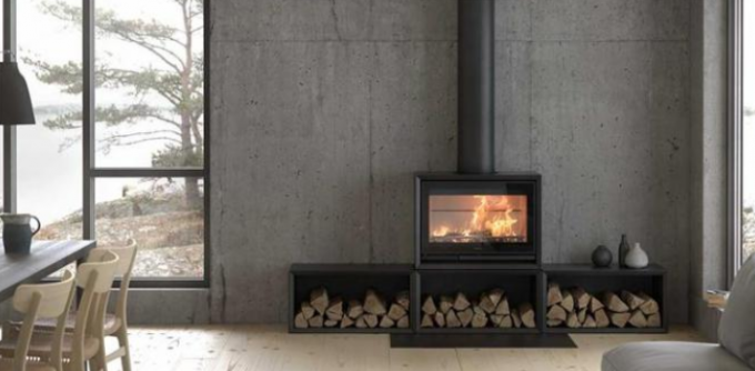 Fogão de queimadura de madeira interno de Heater Matt Black Freestanding Steel Fireplace