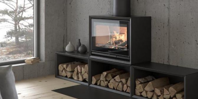 Fogão de queimadura de madeira interno de Heater Matt Black Freestanding Steel Fireplace