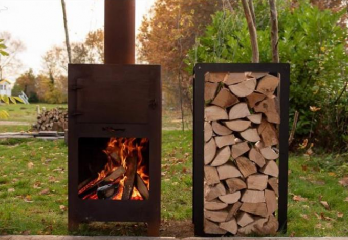 Chaminé exterior de Oven Wood Burning Corten Steel da pizza do jardim com grades