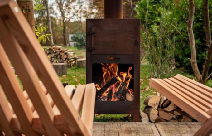 Chaminé exterior de Oven Wood Burning Corten Steel da pizza do jardim com grades
