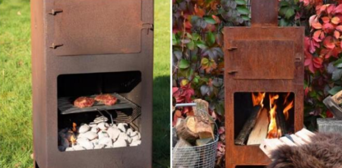 Chaminé exterior de Oven Wood Burning Corten Steel da pizza do jardim com grades