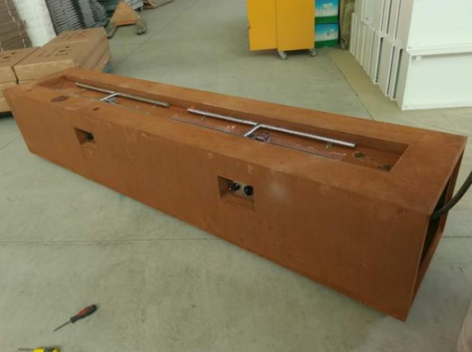 Fogo de gás de aço escondido retângulo Pit Table For Backyard de Corten do tanque de LP