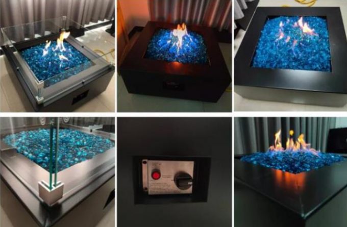 Pátio de aço Heater Fire Table do gás do quadrado preto de alta temperatura da cor