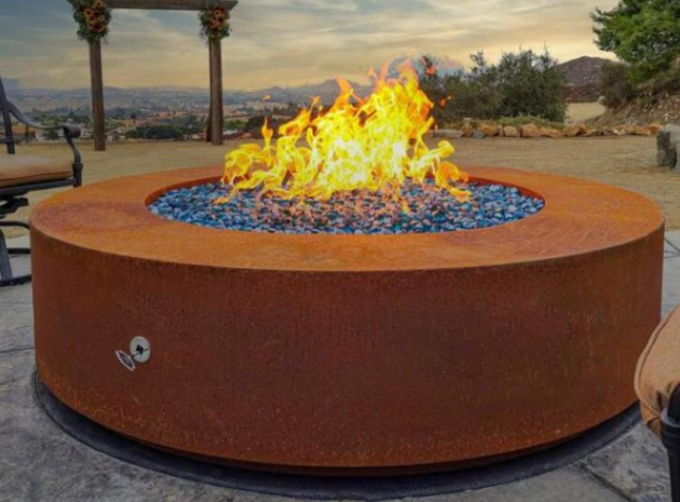 Fogo de aço Pit For Outdoor Decoration do propano do gás de Corten do baixo círculo de 36 polegadas