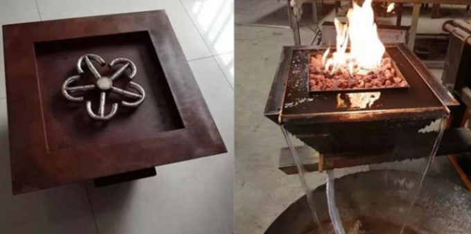 Serra decorativa bacia de aço lisa da água do fogo de Corten do quadrado para associações