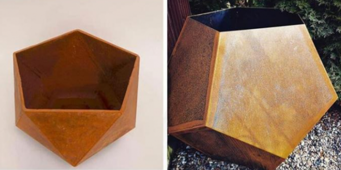 Grandes plantadores sextavados da flor do metal de Corten do recipiente dos potenciômetros do jardim para pátios