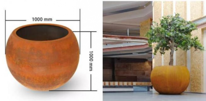 Potenciômetros de aço do plantador da árvore do globo de Corten das esferas geométricas exteriores para o Streetscape