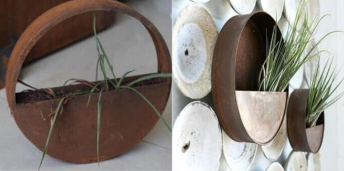 Metade de aço de Corten da decoração da parede do metal da casa em volta dos potenciômetros de flor de tapeçaria