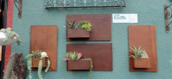 Plantador exterior de tapeçaria do retângulo de Rusty Metal Ornaments Weathering Steel