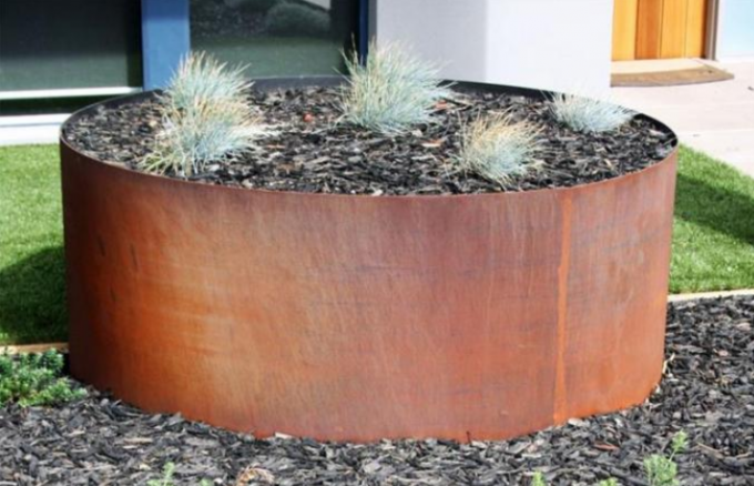 Potenciômetros de aço do jardim do cilindro de Corten dos plantadores circulares decorativos da flor do metal