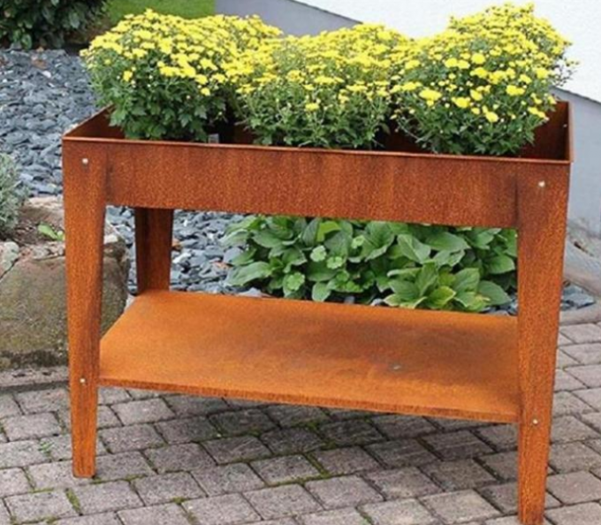 Plantador e suporte aumentados de aço da cama do jardim de Corten do retângulo metálico contínuo exterior