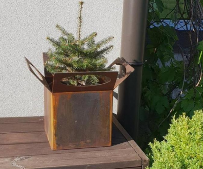 Potenciômetro natural dos plantadores da flor de Rusty Color Smart Corten Steel com furos de dreno