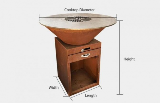 Fogo exterior de aço Pit Grill With Ash Drawer de Corten do assado moderno do carvão vegetal