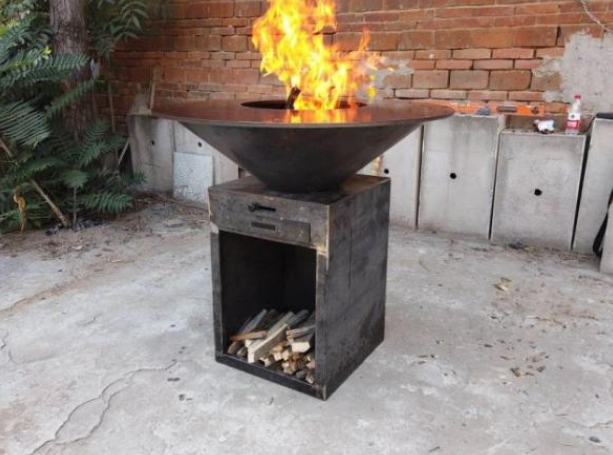 Pintura preta resistente de alta temperatura em volta do poço e da grade de aço do fogo de Corten