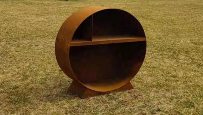 Suporte de aço da lenha de Corten da loja circular rústica decorativa do log