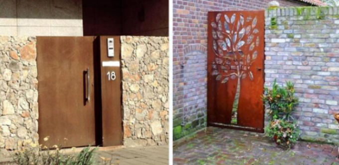 Via principal de aço de Rusty Laser Cut Rusty Corten do jardim da casa de campo com punho e fechamento