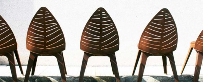 Cadeira de jardim de aço de Rusty Leaf Shaped Metal Furniture Corten do projeto de Morden