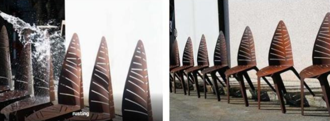Cadeira de jardim de aço de Rusty Leaf Shaped Metal Furniture Corten do projeto de Morden