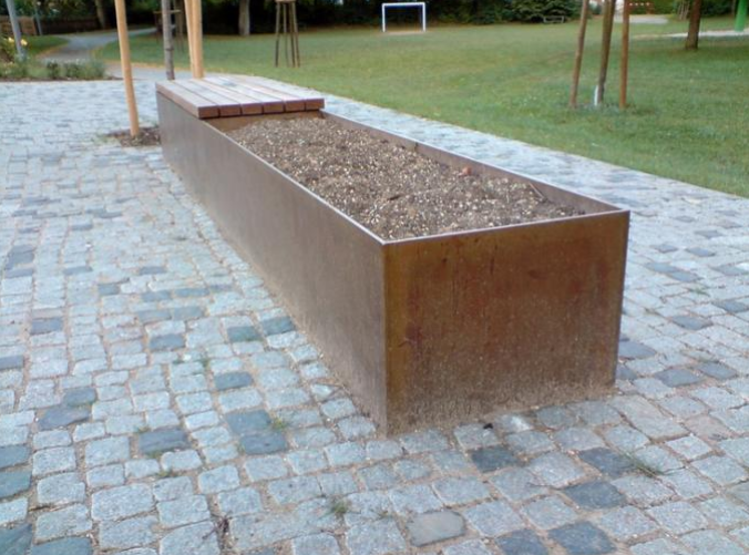 Banco de aço retangular ajardinando exterior do plantador de Corten da calha do metal