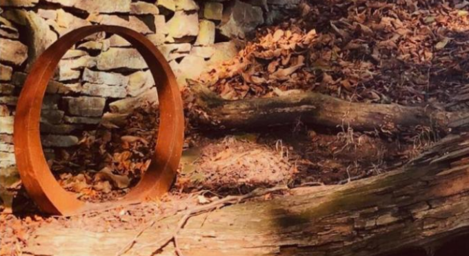 porta de aço da lua de Corten do projeto original do diâmetro de 210cm para ajardinar do jardim