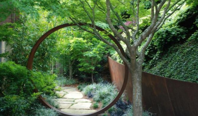 porta de aço da lua de Corten do projeto original do diâmetro de 210cm para ajardinar do jardim
