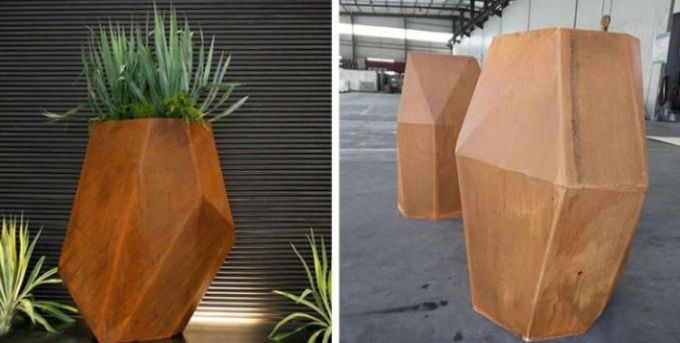 Potenciômetro de flor sextavado de aço de Corten do plantador geométrico interno e exterior do metal