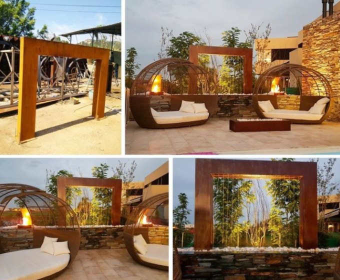 Característica exterior moderna de Rusty Corten Steel Garden Water da fonte de água
