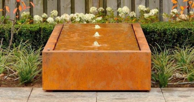 Tabela de aço retangular da fonte de água de Corten da paisagem do jardim da decoração