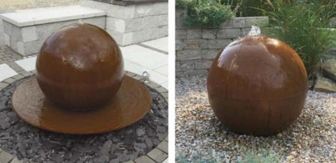 A esfera exterior personalizada da decoração deu forma a Rusty Corten Steel Water Feature